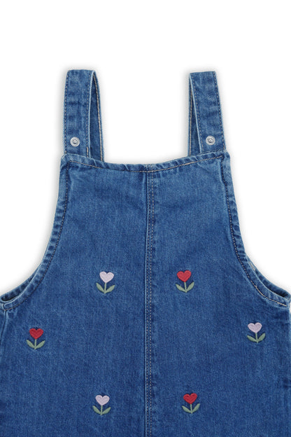 Heart Floral Embroidered Dungaree