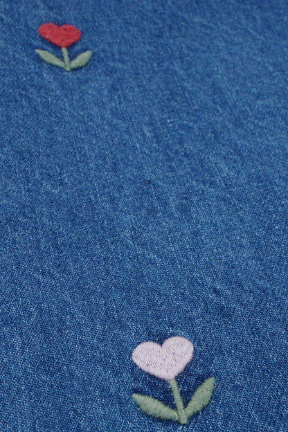 Heart Floral Embroidered Dungaree