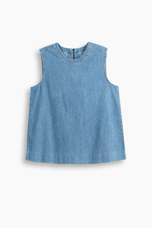 Sleeveless Denim Tank Top  Light Blue