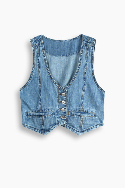 Lightweight Denim Limited Vest  Light Blue