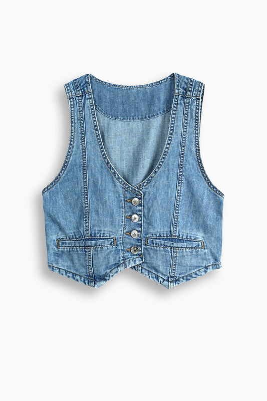 Lightweight Denim Limited Vest  Light Blue