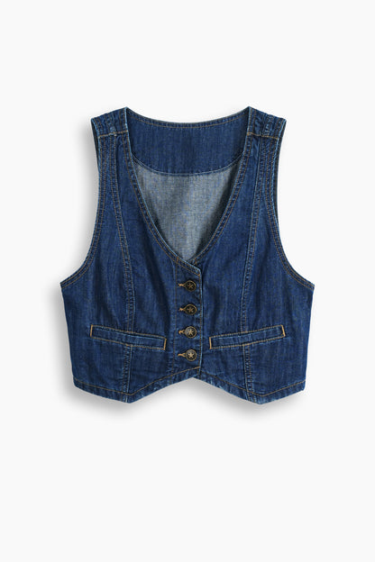 Lightweight Denim Limited Vest  Dark Blue