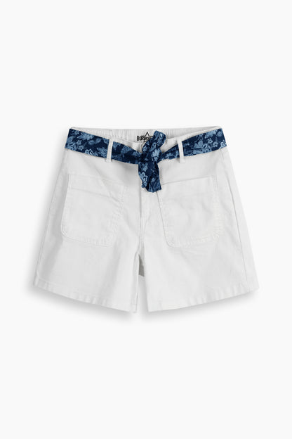 Stretch Patch Pocket Shorts White