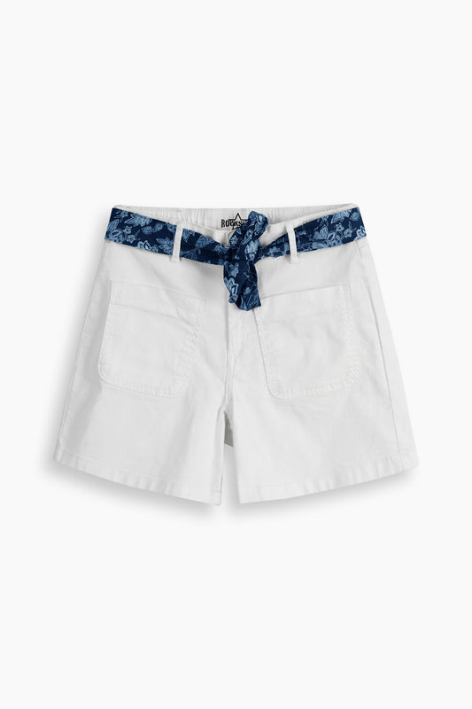 Stretch Patch Pocket Shorts White