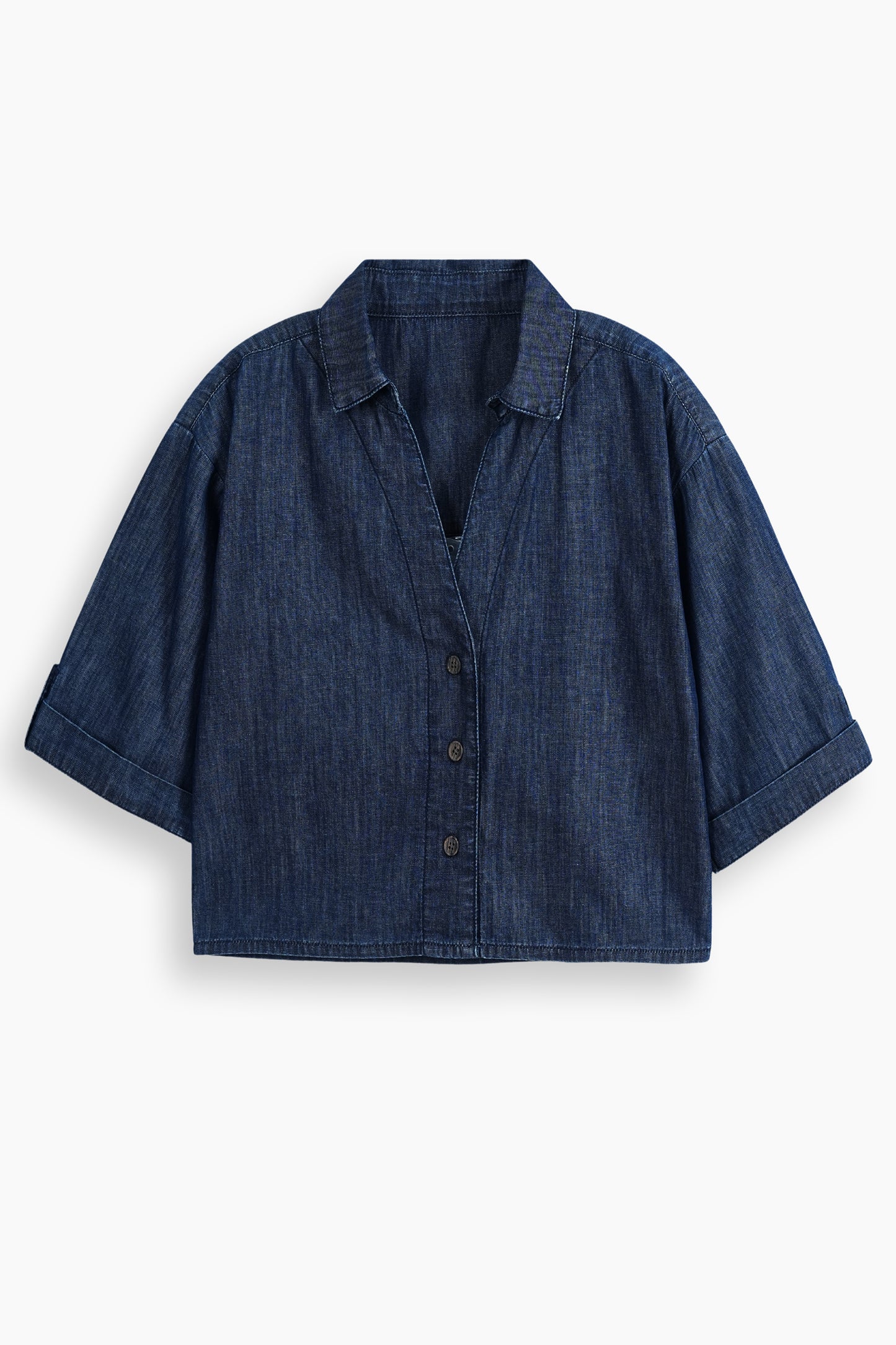 Relaxed Drape Denim Shirt Dark Blue