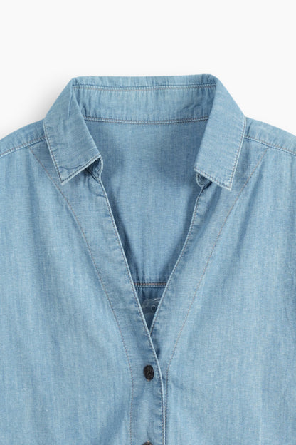 Relaxed Drape Denim Shirt Light Blue
