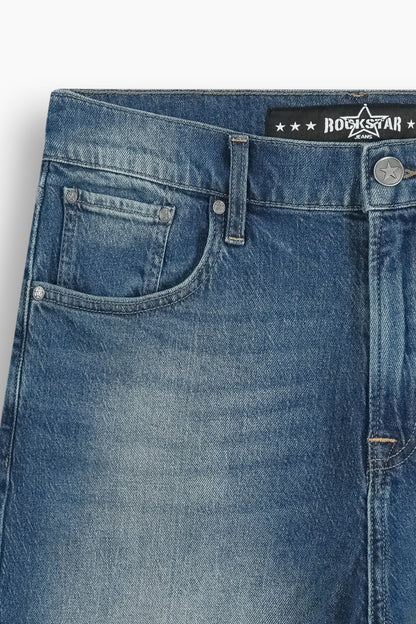 Baggy Fit Denim Short Dark Blue