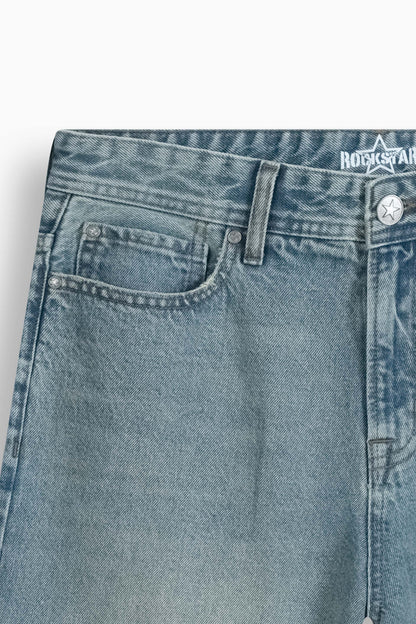 Baggy Denim Carpenter Shorts Light Blue
