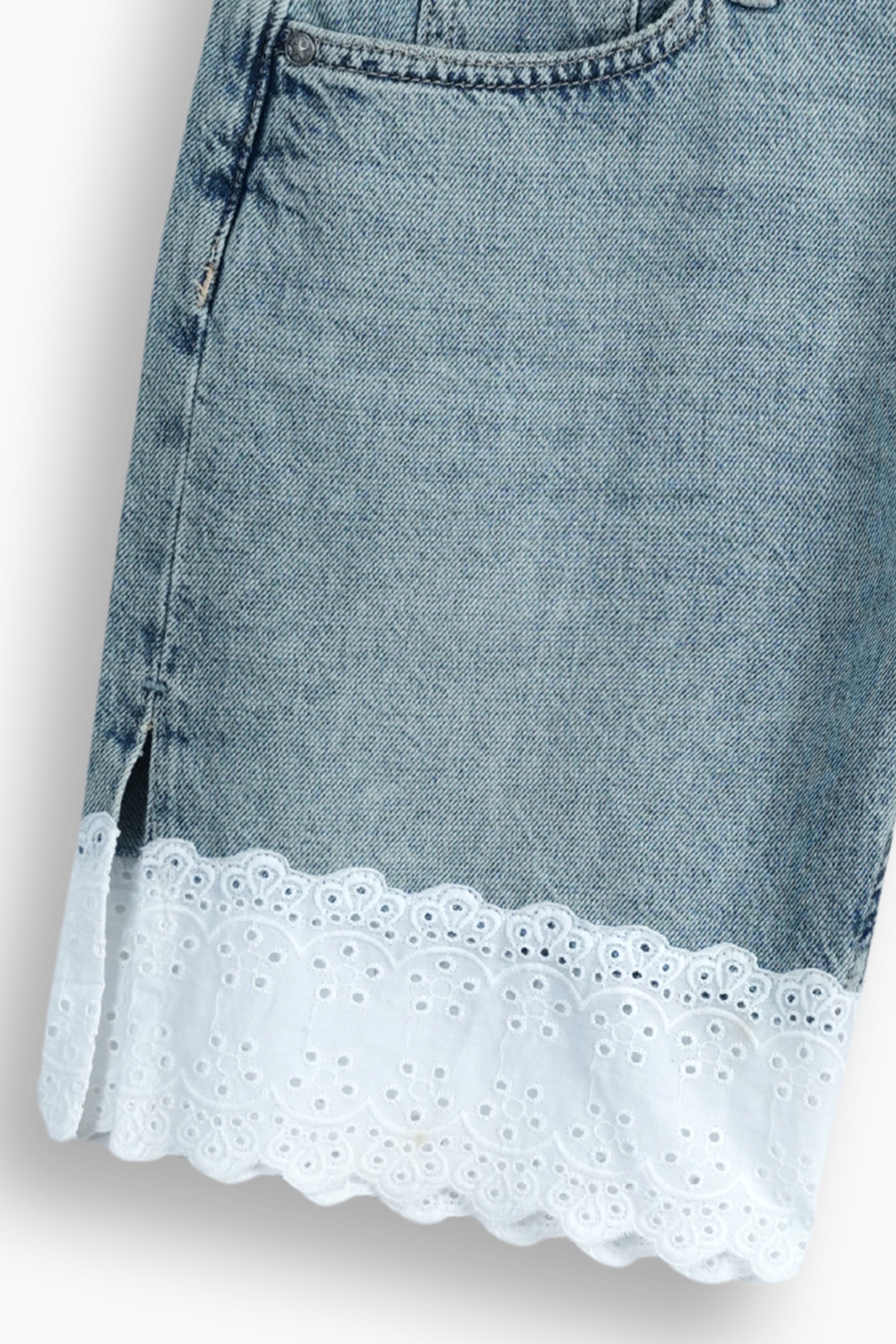 Relaxed straight fit lace jeans