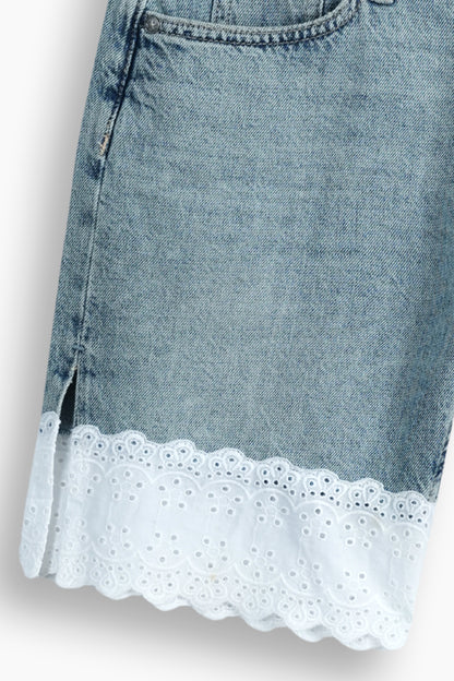 Relaxed straight fit lace jeans