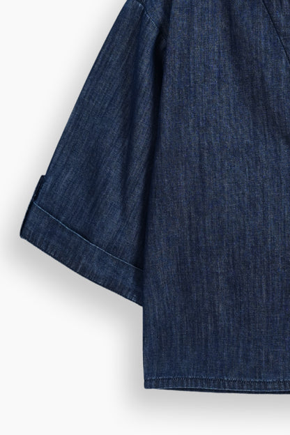 Relaxed Drape Denim Shirt Dark Blue