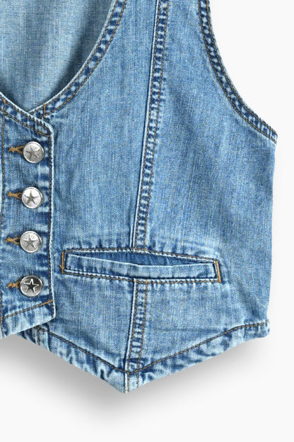 Lightweight Denim Limited Vest  Light Blue