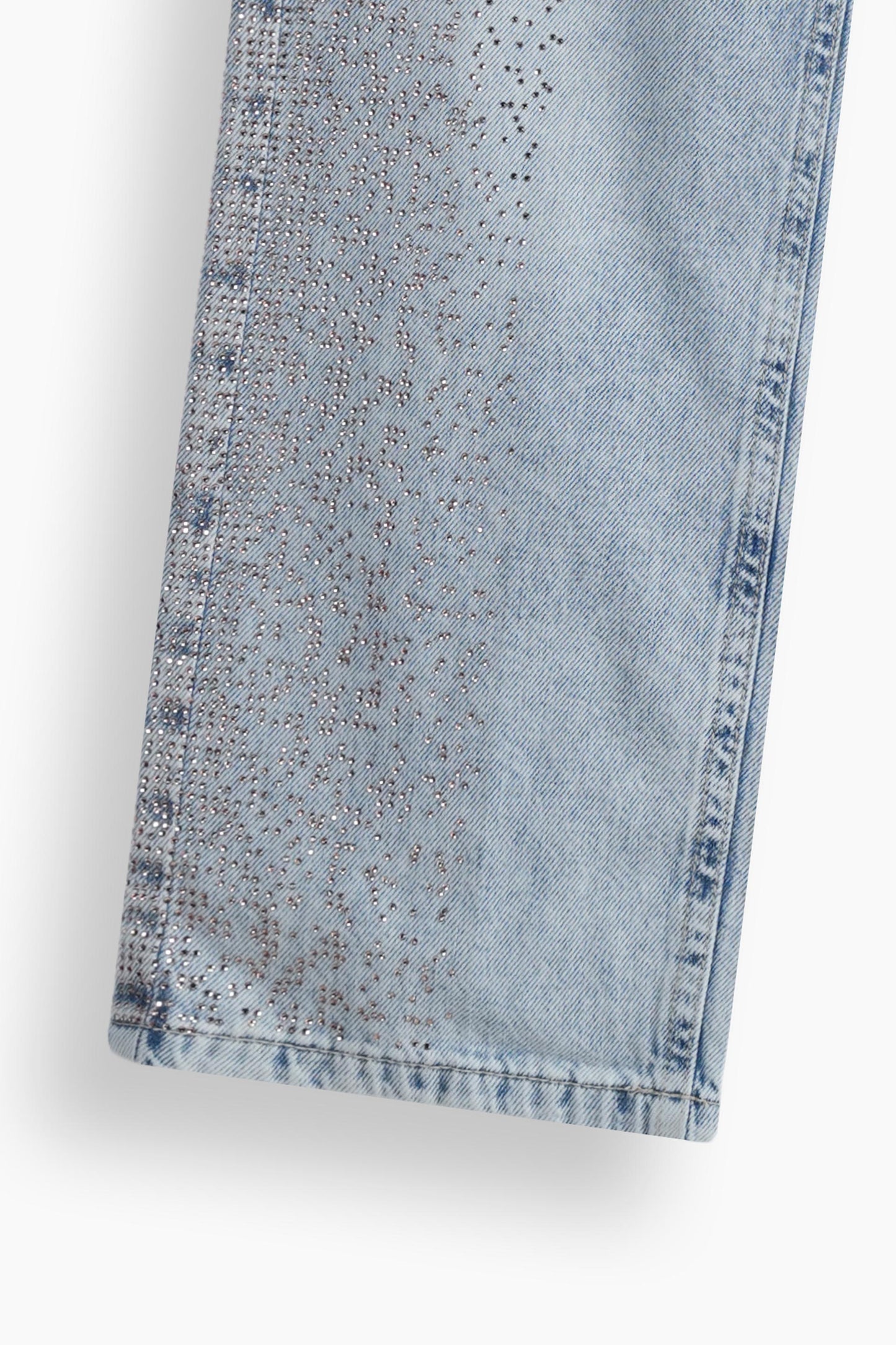 Wide Leg Peach Rhinestones Jeans