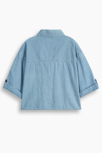 Relaxed Drape Denim Shirt Light Blue