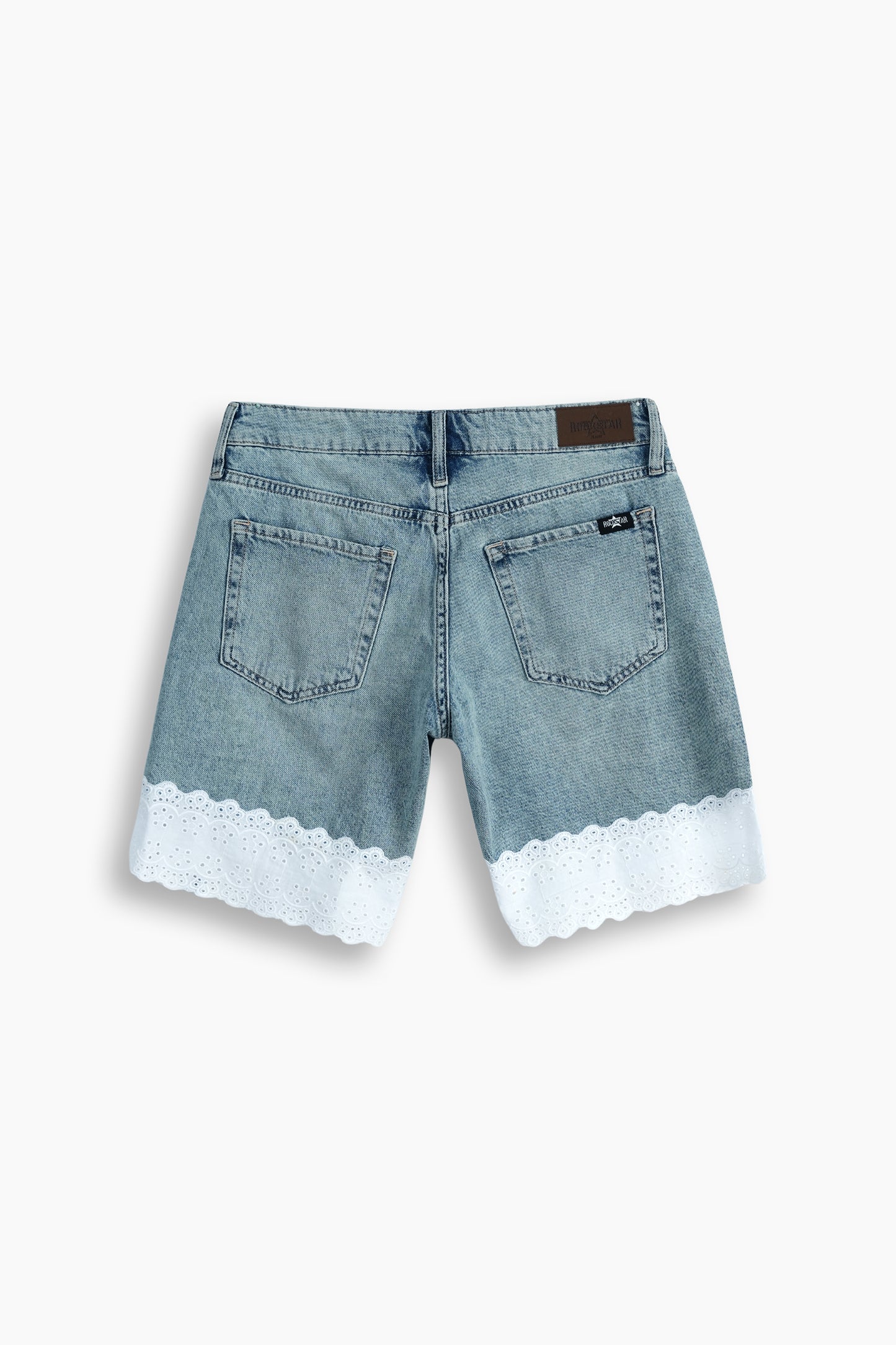 Relaxed straight fit lace jeans