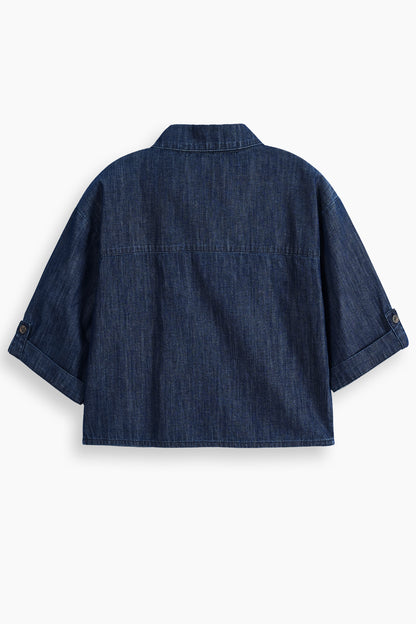 Relaxed Drape Denim Shirt Dark Blue