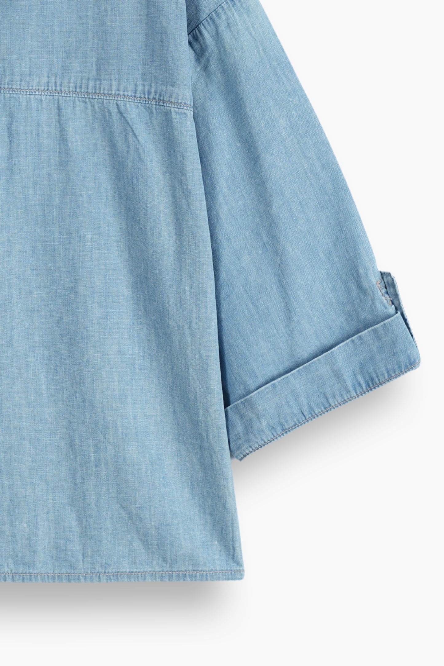 Relaxed Drape Denim Shirt Light Blue