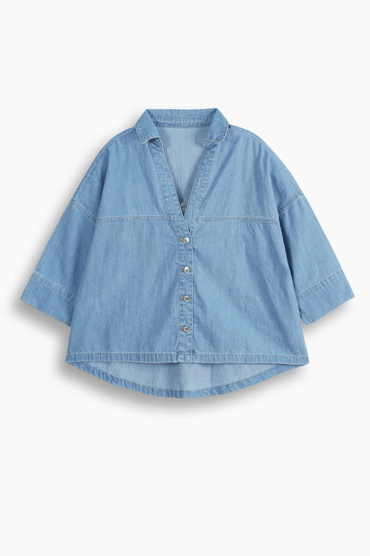 Wide Sleeve Denim Shirt