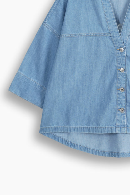 Wide Sleeve Denim Shirt