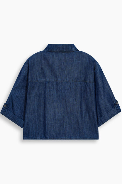Relaxed Drape Denim Shirt Dark Blue
