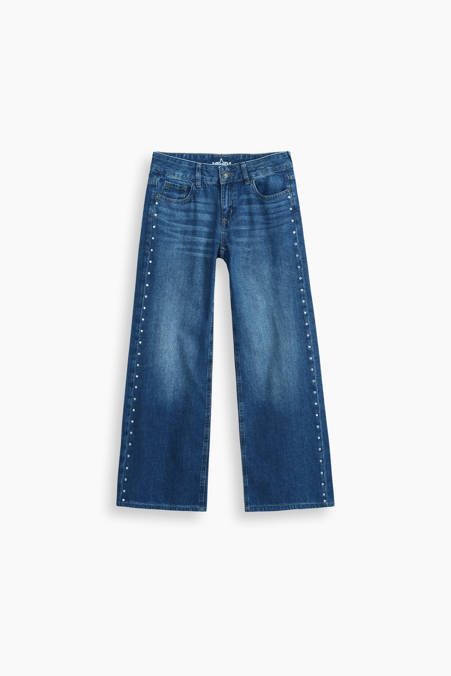 Mid Rise Wide Leg Stud Jeans