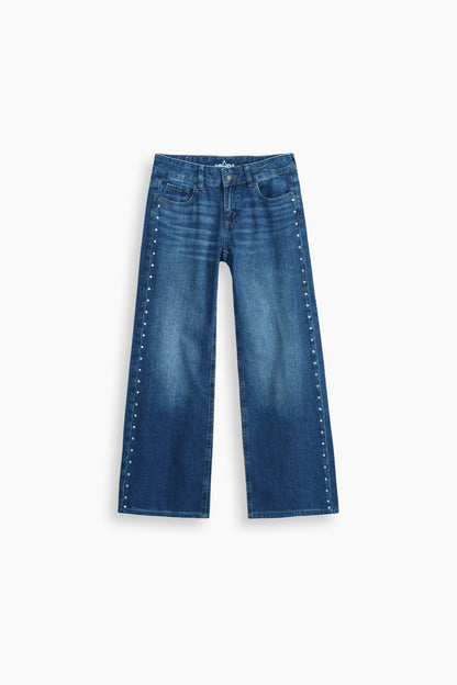 Mid Rise Wide Leg Stud Jeans