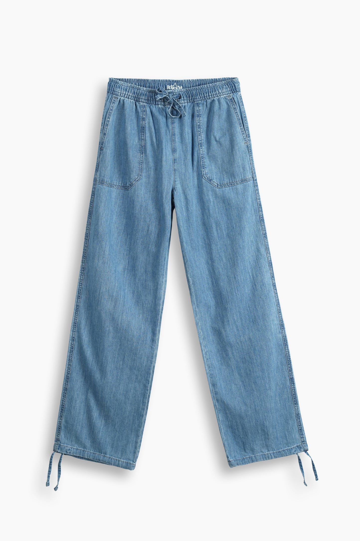 Mid-Rise Drawcord Wide Leg Trousers