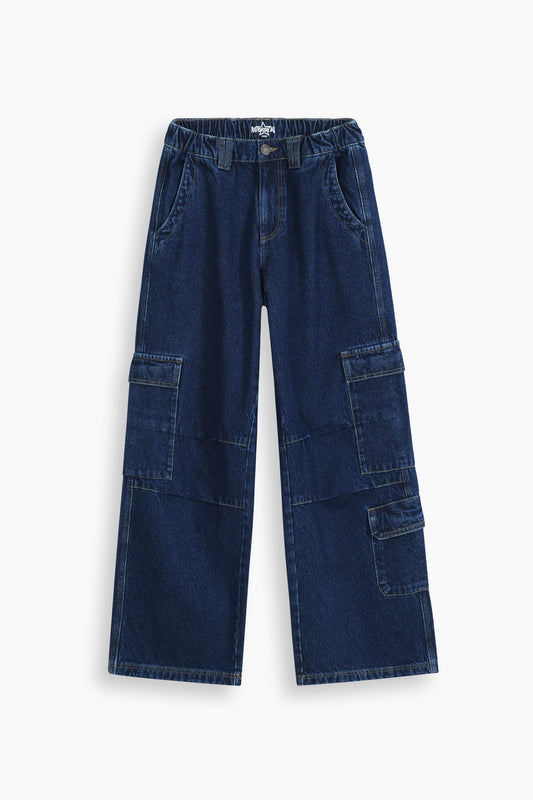 Baggy Fit Cargo Jeans Dark Blue