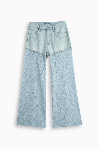 Vintage High Rise Wide Leg Lace Jeans