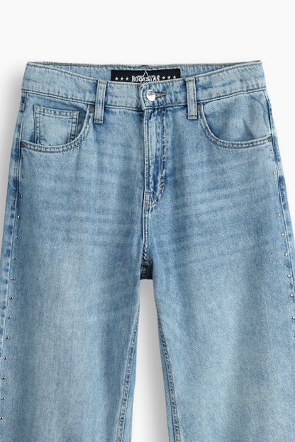 High Rise Wide Leg Stud Jeans