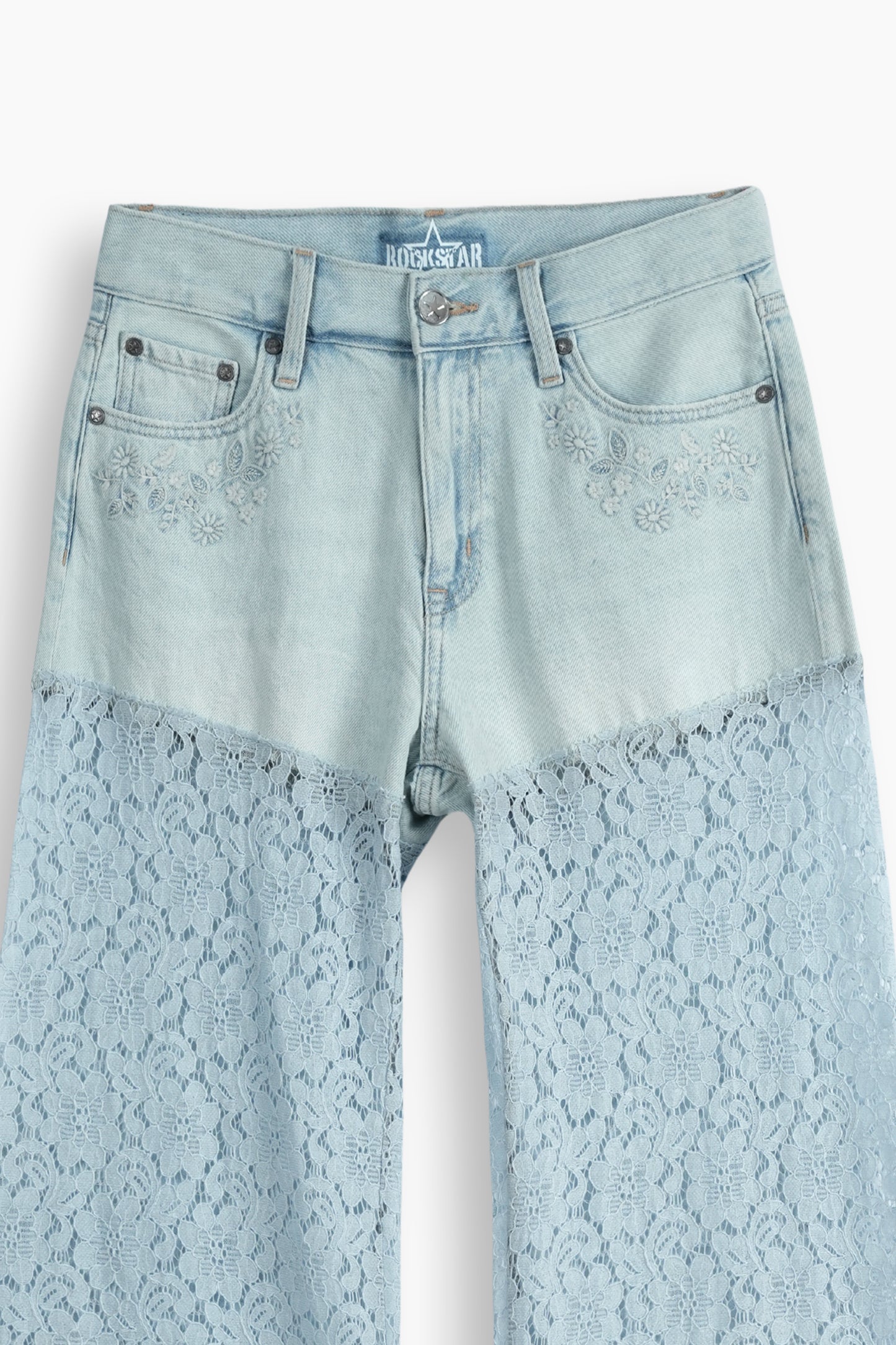 Vintage High Rise Wide Leg Lace Jeans