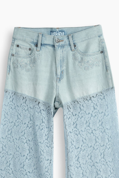 Vintage High Rise Wide Leg Lace Jeans