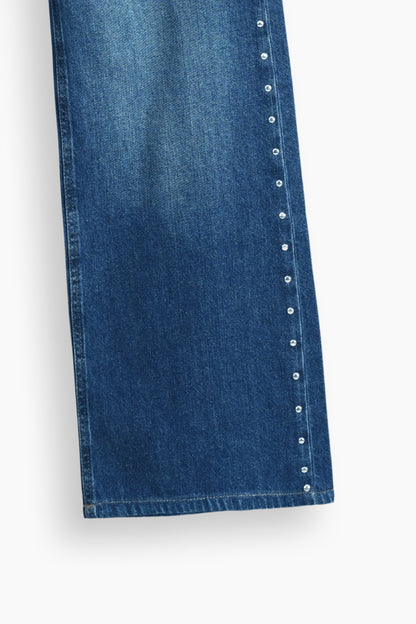 Mid Rise Wide Leg Stud Jeans