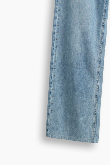 High Rise Wide Leg Stud Jeans