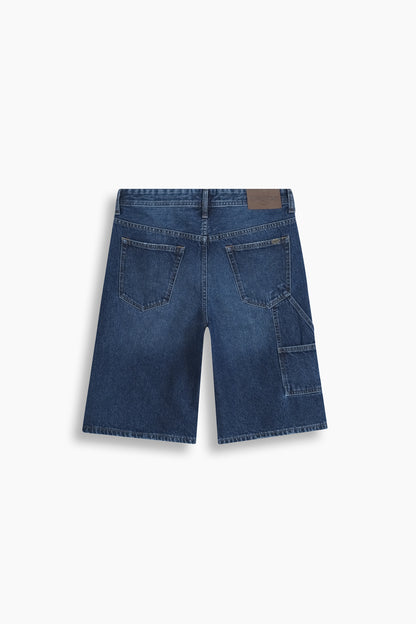 Baggy Denim Carpenter Shorts Dark Blue