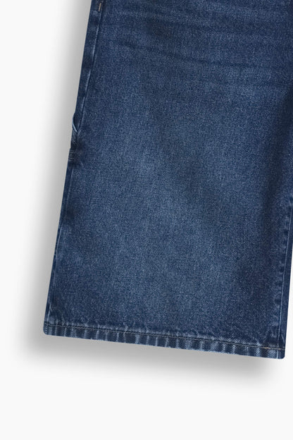 Baggy Denim Carpenter Shorts Dark Blue