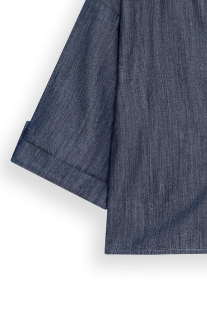 Relaxed Drape Denim Shirt Grey