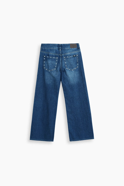 Mid Rise Wide Leg Stud Jeans