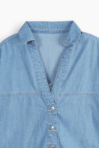Wide Sleeve Denim Shirt