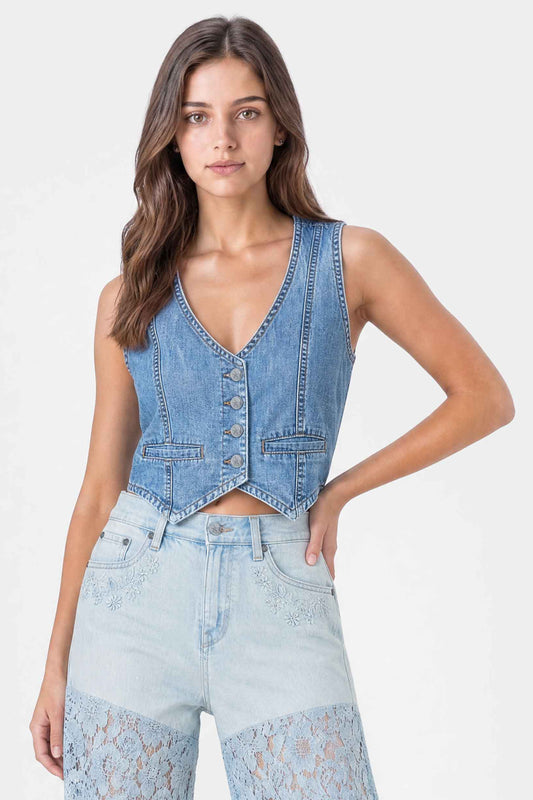 Lightweight Denim Limited Vest  Light Blue