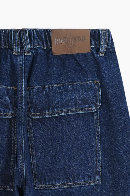 Baggy Fit Cargo Jeans Dark Blue