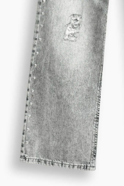 Wide Leg Studded Jeans