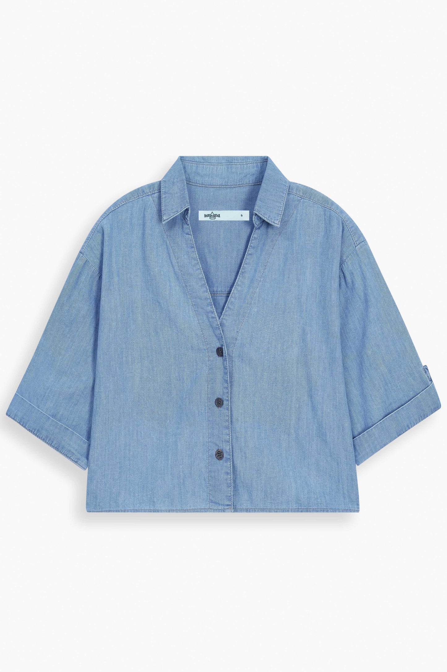 Relaxed Drape Denim Shirt Light Blue