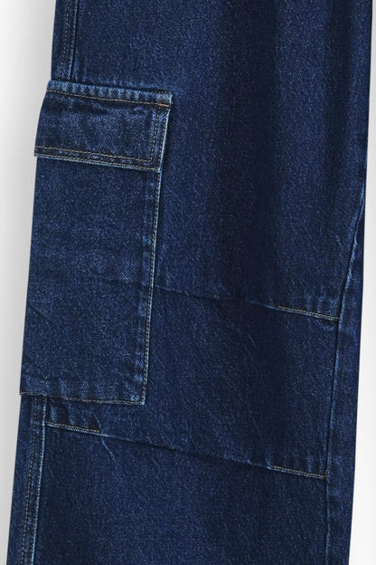 Baggy Fit Cargo Jeans Dark Blue