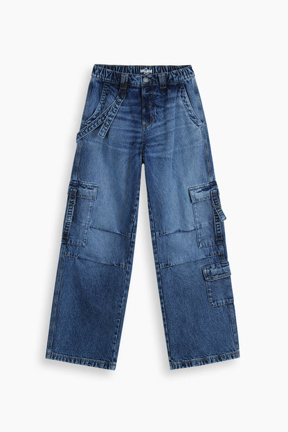 Baggy Fit Cargo Jeans Medium Blue