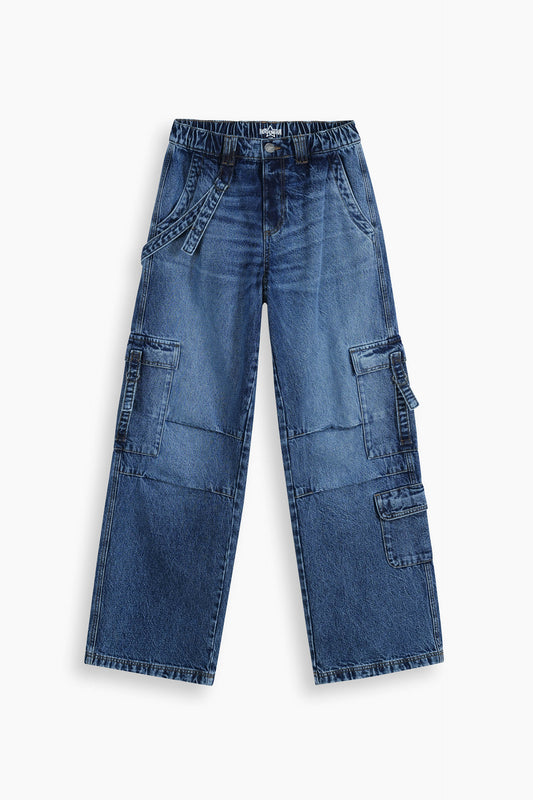 Baggy Fit Cargo Jeans Medium Blue