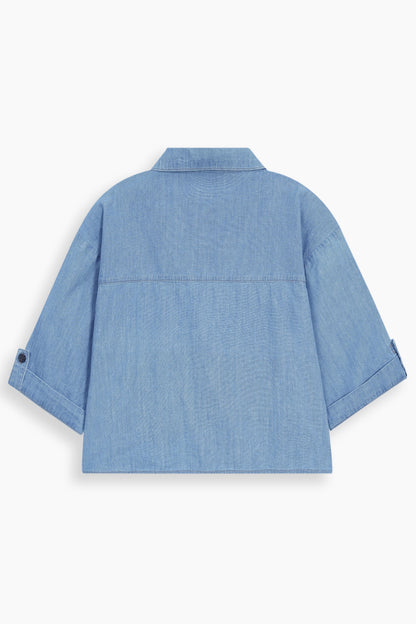 Relaxed Drape Denim Shirt Light Blue