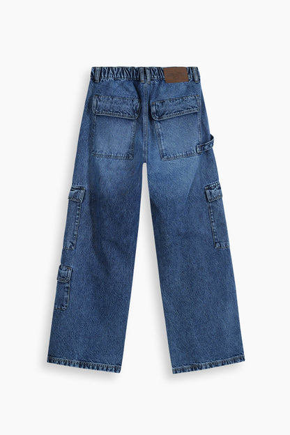 Baggy Fit Cargo Jeans Medium Blue