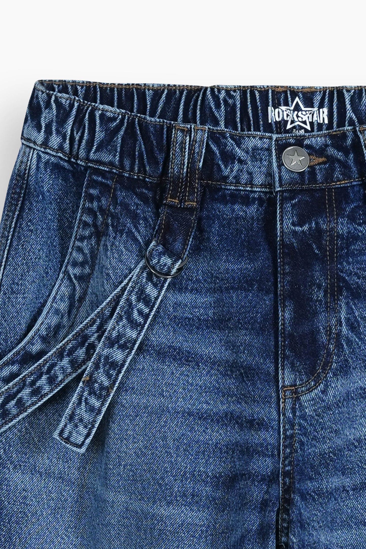 Baggy Fit Cargo Jeans Medium Blue