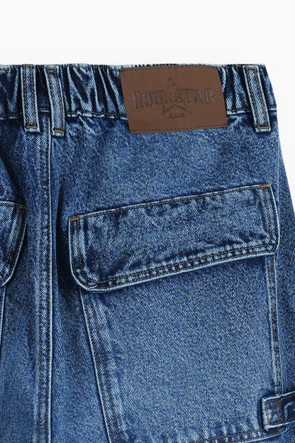 Baggy Fit Cargo Jeans Medium Blue
